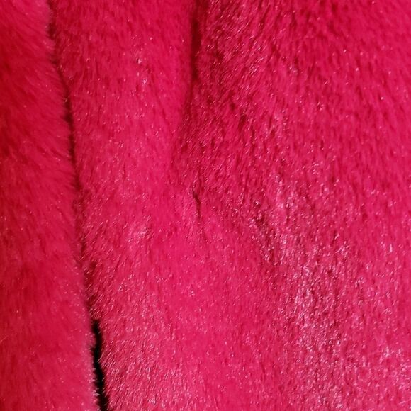 1. State Faux Mink Wide Collar Burgundy Red/Magenta Fur Coat Jacket M - Picture 5 of 7